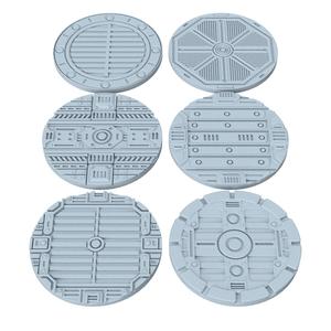 3D Printable Sci-Fi Grated Floor Base Toppers – 32mm Round Bases