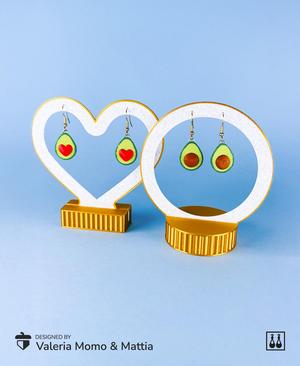 Avocado Earrings, Pit & Heart 