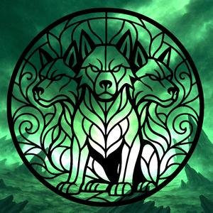 Cerberus 2D stained glass art