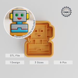 Robot Shape Cutter & Stamp, Cookie and Fondant Art Tool, 3 Sizes, 6 Pieces Set PRODUCT_569