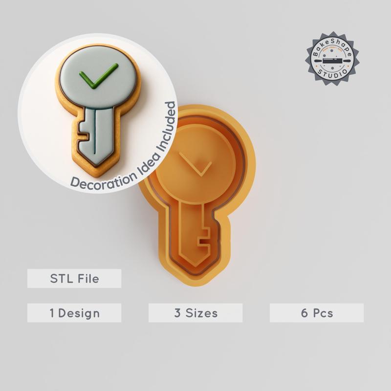 Key Shape Cutter & Stamp Set, Perfect for Cookies, Fondant, Includes 6 Pieces in S/M/L Sizes PRODUCT_575