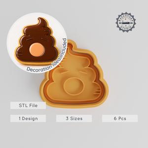 Funny Poop Shape Cutter & Stamp Set, Cookie & Fondant Decor, 3 Sizes, Cute Emoji Design PRODUCT_350