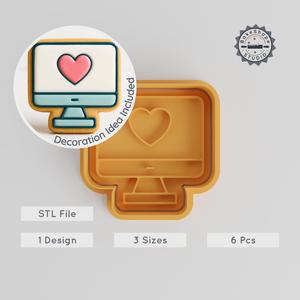 Online Love Shape Cutter & Stamp Set, Cookie & Fondant Tool, Heart Design, 3 Sizes, 6-Piece Valentine's Baking Decor PRODUCT_184