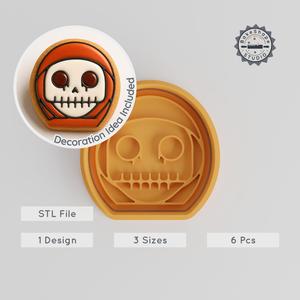 Skull Boy Cookie Cutter & Stamp Set, Halloween Skull, Scary & Spooky, 6-Piece Collection, S/M/L Sizes PRODUCT_992
