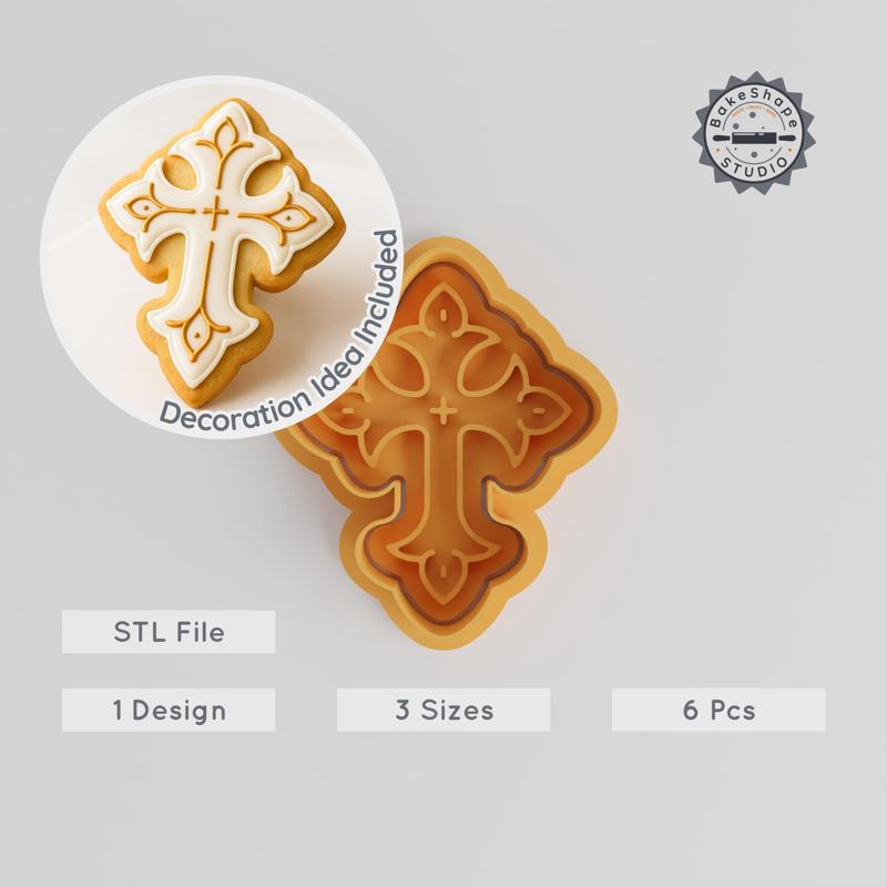 Cross Cookie Cutter & Stamp Set, Perfect for Fondant, 3 Sizes, Day of the Dead Theme PRODUCT_946