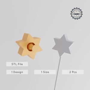 Hexagram Cake Pop Mold, Star Shape Design, Geometric & Six Sided Star, 2-Piece 3D Printable Set PRODUCT_1010