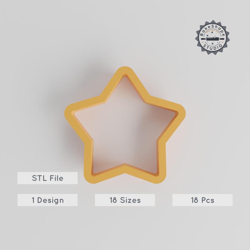Five Point Star Cutter Set, 18 Sizes, Perfect for Cookies & Clay Modeling, Geometric Shape Tool PRODUCT_1166