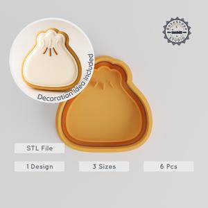 Dumpling Shape Cutter & Stamp Set, Cookie & Fondant Tool, 3 Sizes, Asian Cuisine Food Decor PRODUCT_2196