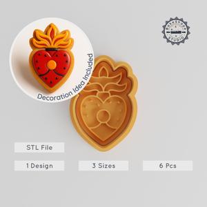 Heart Shape Cutter & Stamp, Set of 6, Perfect for Cookies & Fondant, S/M/L, Day of the Dead Design PRODUCT_947