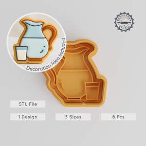 Milk Pitcher Shape Cutter & Stamp Set, Cookie & Fondant Baking, S/M/L, 6-Piece Collection PRODUCT_752
