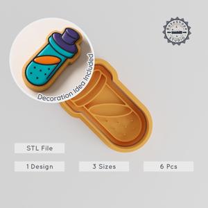Potion Shape Cutter & Stamp, Cookie & Fondant Tool Set, 6 Piece Collection, Small Medium Large Sizes PRODUCT_693