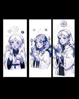 Anime Style Depiction of a Young Fortune Teller - Set of 3 Bookmarks