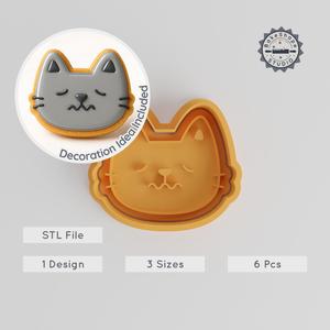 Nervous Face Shape Cutter & Stamp Set, Worried Emote, Cookie & Fondant, 3 Sizes, S/M/L, 6-Piece Collection PRODUCT_856