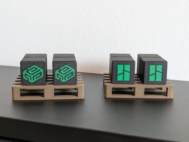 Pallet with Bambu Lab and CyberBrick boxes