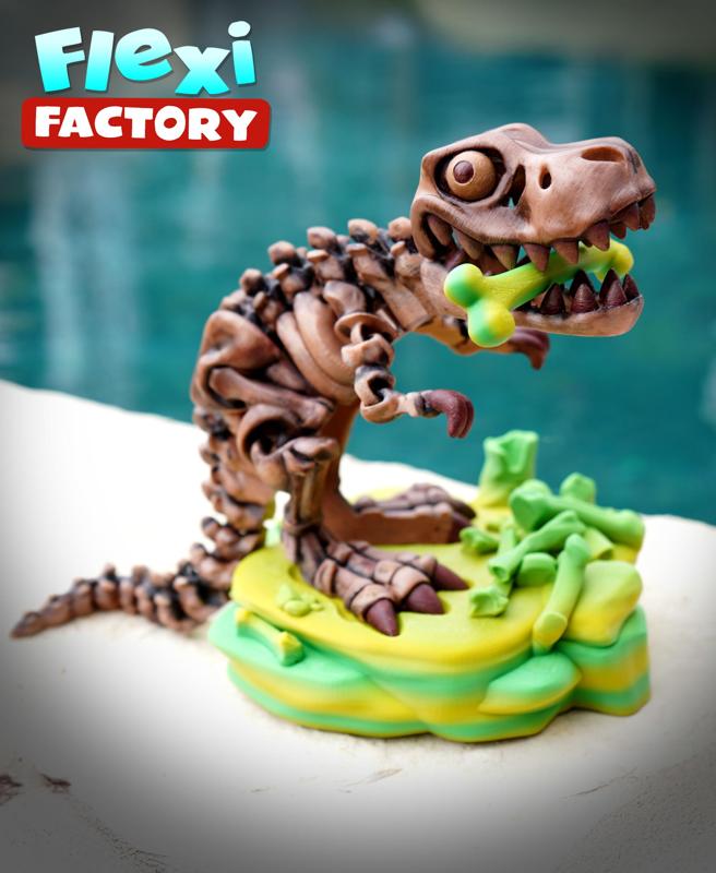 Flexi Factory Skeleton T-Rex with Stand and 3MF Included!