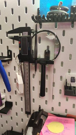 Organizer for Calipers, Magnifying Glass, and Ruler | Skadis Pegboard Compatible 5 in 1