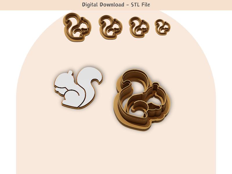 Squirrel Clay Cutter for Polymer Clay | Digital STL File | Clay Tools | 4 Sizes Fall Clay Cutters