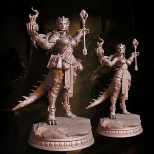 3D Printable Dragonborn Wizard Pose I - Half & Full Dragon (Clothed & Nude)