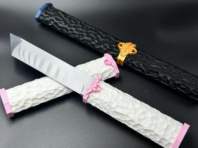 Tanto with Japanese Patterns and Hammered Texture