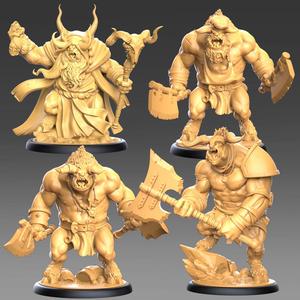 Minotaur Clan Heroes - 3 modular miniatures + 1 FREE exclusive miniature