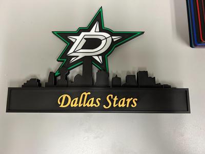 Dallas Stars  with skyline of Dallas NHL