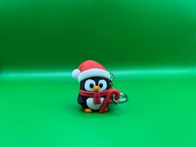 Christmas Penguin - Keychain