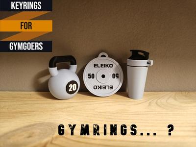 Keyrings - kettlebell, plate and shaker
