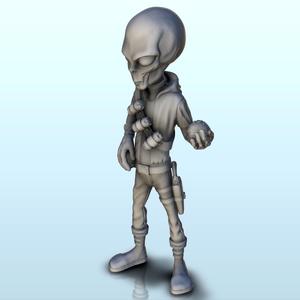 Alien grenadier with grenades in shoulder strap (10) (+ pre-supported version & rounded base) - SF Warhordes ET extraterrest Confrontation