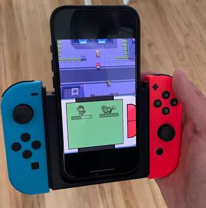 Joy-Con grip for iPhone 15 Pro with Andar case (for Delta emulator etc.)