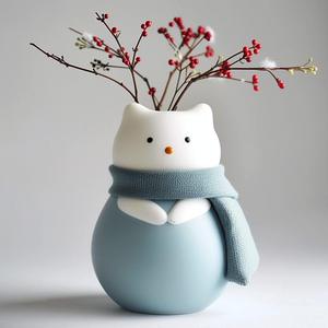 Cat in a Scarf Vase for Cozy Decor
