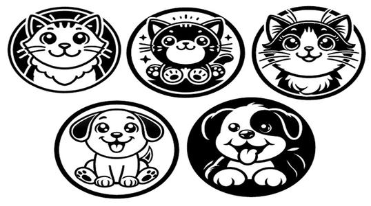 Leather Stamp Collection 65mm Kittens and Puppies