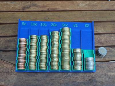 Euro coin counter with no moving parts