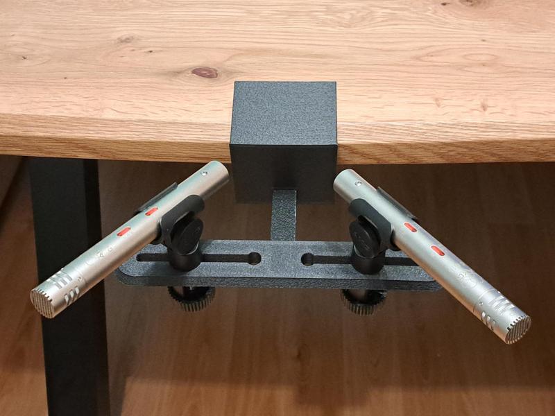 Stereo microphone holder for desk
