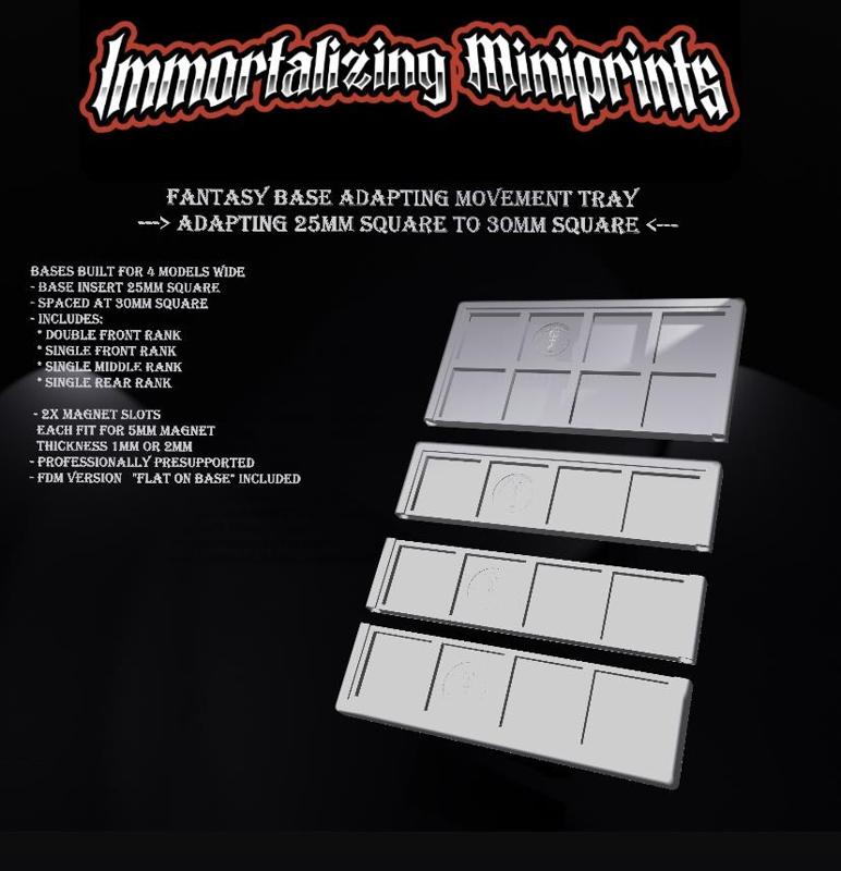 Base Adapting Movement Tray 25mm to 30mm 4 models wide