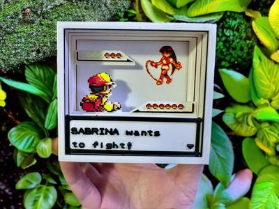 Pokemon Yellow Psychic Gym Leader Sabrina Encounter 3D Scene Shadow Box/Light Box - 5 Layers, 11 x 10 x 5 cm