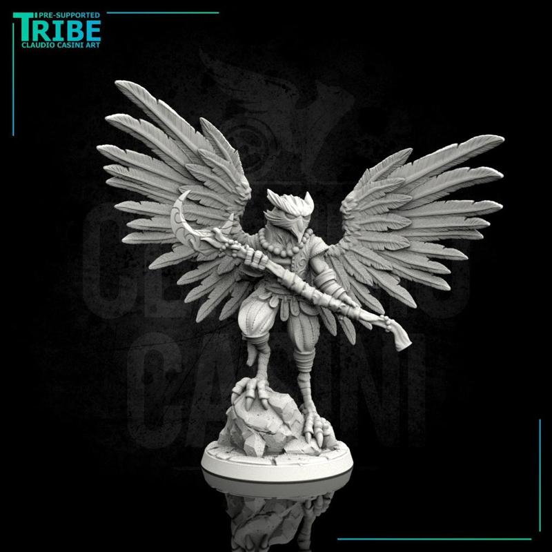 (0058) Male featherfolk birdman cleric monk with club