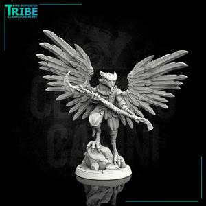 (0058) Male featherfolk birdman cleric monk with club