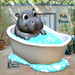 Moo Deng Pigmy Hippo Tub Time Figurine