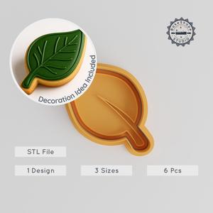 Leaf Shape Cutter & Stamp Set, Cookie & Fondant Designs, S/M/L, Nature & Autumn Theme, 6 Pieces PRODUCT_6