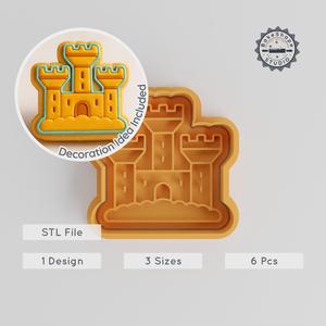 Sandcastle Cookie Cutter & Stamp Set, Ocean Beach Vacation Theme, 3 Sizes S/M/L, Perfect for Fondant Baking PRODUCT_1129