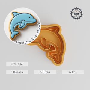 Dolphin Shape Cutter & Stamp, Perfect for Cookies & Fondant, Set of 6, Sea Mammal, Animal, Ocean, Aquatic Theme PRODUCT_1100