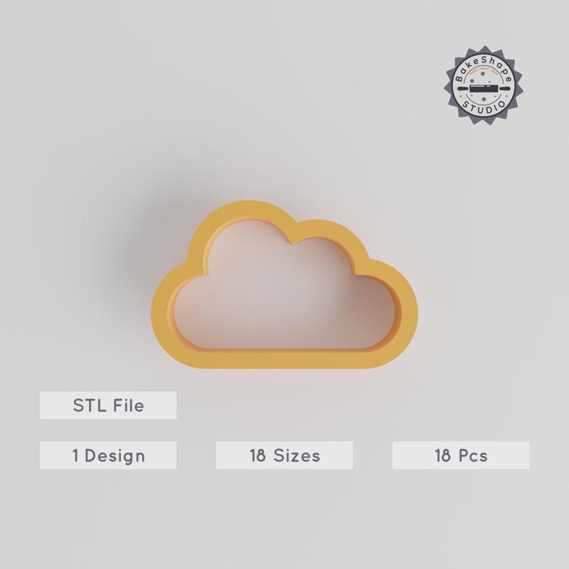 Cloud Shape Cutter Set, 18 Sizes, Cookie & Fondant Cutter, Weather & Sky Themes, Clay Crafting STL Collection PRODUCT_127