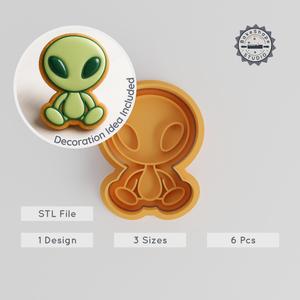 Alien & Space Creature Cutter Stamp Set, Cookie & Fondant Shapes, Small Medium Large, Extraterrestrial Design PRODUCT_1022