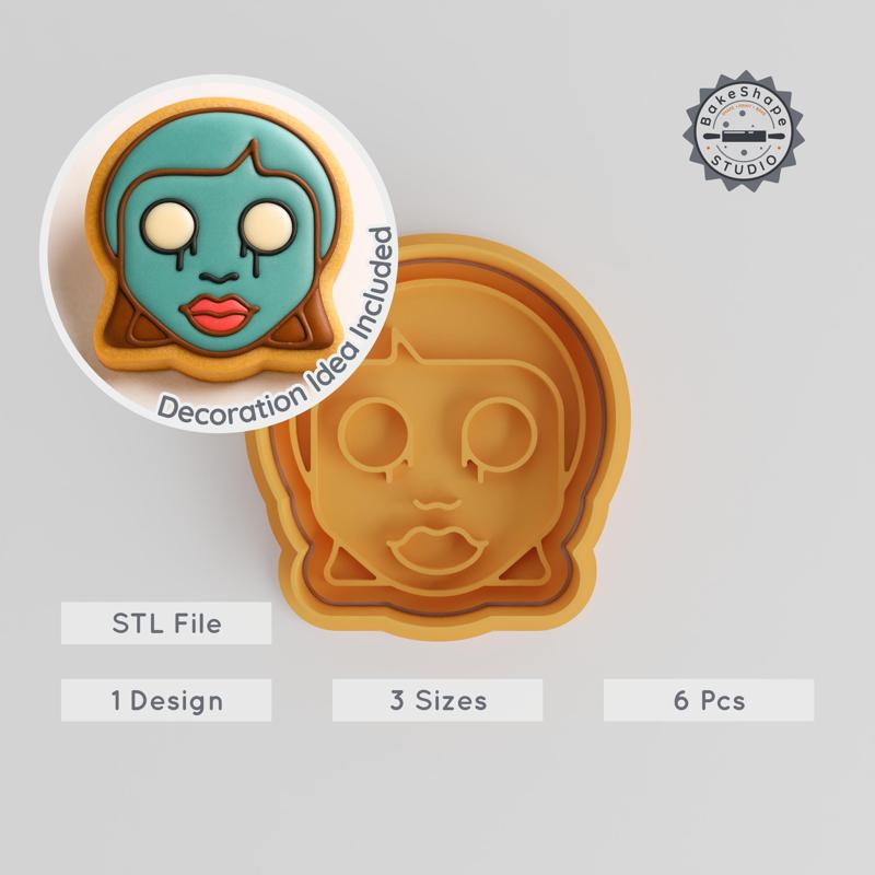 Halloween Cookie Cutter & Stamp Set, Dead Girl Design, 3 Sizes, Spooky Figure Baking, Fondant, Horror-Themed Baking Tool PRODUCT_960