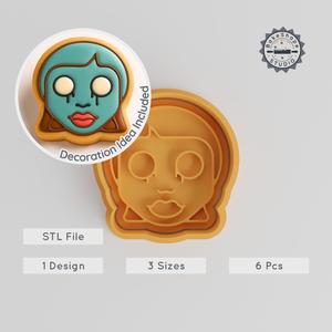 Halloween Cookie Cutter & Stamp Set, Dead Girl Design, 3 Sizes, Spooky Figure Baking, Fondant, Horror-Themed Baking Tool PRODUCT_960