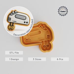 Hand Mixer Shape Cutter & Stamp, Cookie & Fondant Baking Tool, 3 Sizes, 6 Pieces Set PRODUCT_748