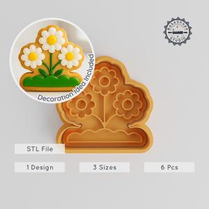 Daisies Shape Cutter & Stamp Set, Flower Cookie & Fondant Decor, S/M/L Sizes, Floral Baking Bundle PRODUCT_395
