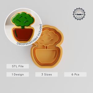 Bush Plant Shape Cutter & Stamp, Cookie Fondant Tool Set, 3 Sizes, Mini Tree, Garden Shrub, Greenery Design PRODUCT_379