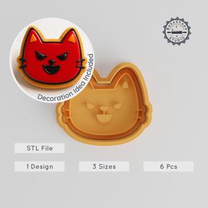 Evil Shape Cutter & Stamp, Demon Face Cookie Design, 3 Sizes S/M/L, Perfect for Fondant PRODUCT_840