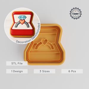 Diamond Ring Cookie Cutter & Stamp Set, Perfect for Fondant, 3 Sizes, Engagement or Bridal Themed PRODUCT_190